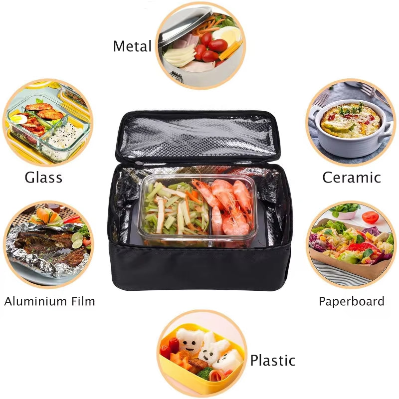 Effortless Heating on the Go: 80W Dual Use Electric Heated Bag for Car and Home - Perfect for Your Picnic and Lunch Needs!
